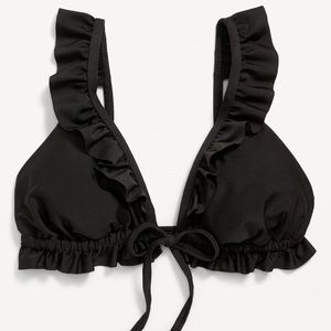 NWT OLD NAVY Ruffle-Trimmed Triangle String Bikini Swim Top Color: BLACK JACK